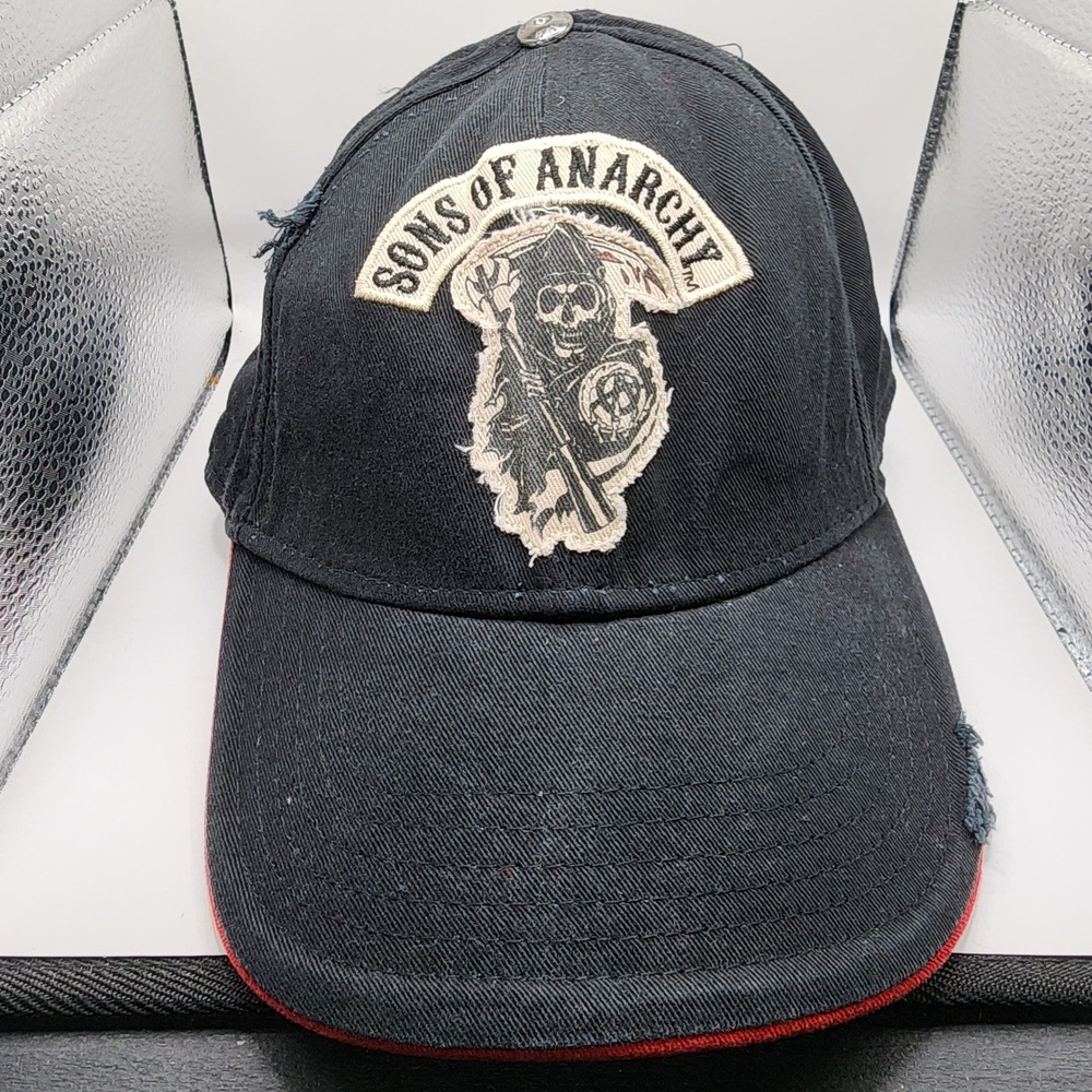 Sons of Anarchy SAMCRO Reaper Hat Black Red Adjustable Snapback Biker Cap 2014